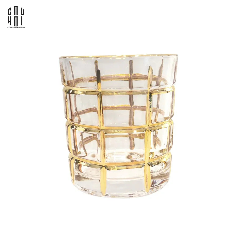 Ly Shot Brandy Whiskey Pha Lê Eden Allure Gold Lignes 300Ml 9x10cm-CẬU HAI HOME DECOR
