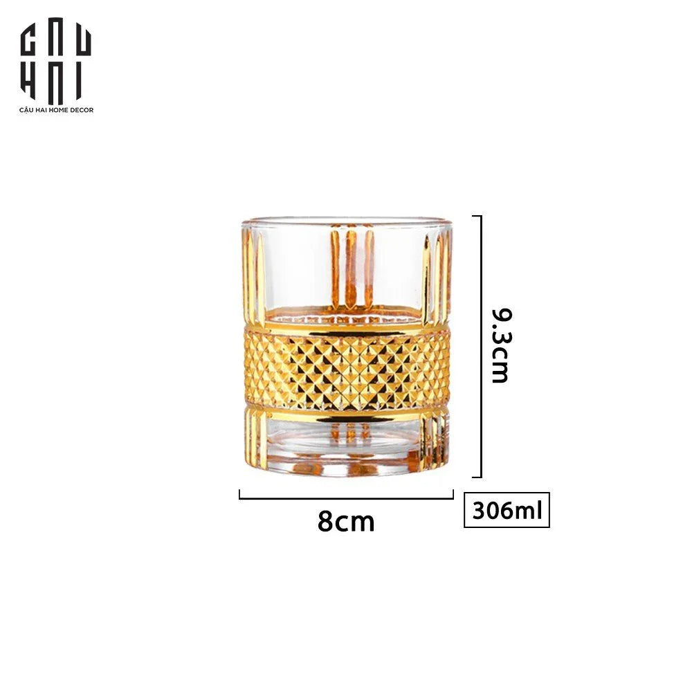 Ly Shot Brandy Whiskey Pha Lê Walter Allure Gold Lignes 310ml 9x10cm-LY THỦY TINH-CẬU HAI HOME DECOR