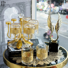 Ly Shot Brandy Whiskey Pha Lê Walter Allure Gold Lignes 310ml 9x10cm-LY THỦY TINH-CẬU HAI HOME DECOR