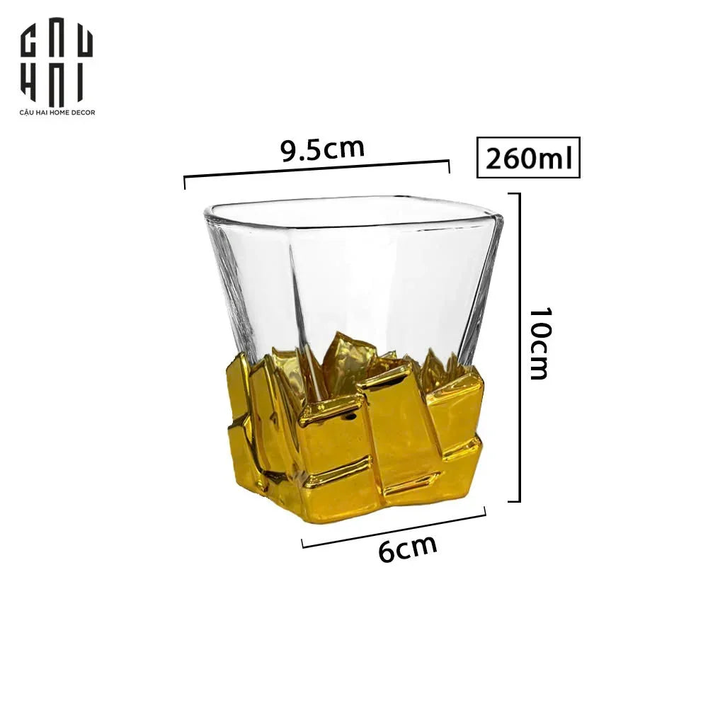 Ly Thuỷ Tinh Pixel Gold - Ss25-LY THỦY TINH-CẬU HAI HOME DECOR
