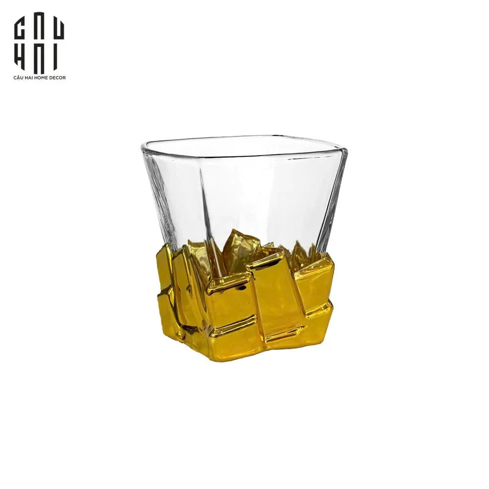 Ly Thuỷ Tinh Pixel Gold - Ss25-LY THỦY TINH-CẬU HAI HOME DECOR