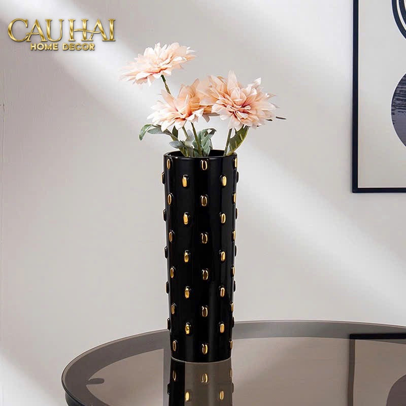 Mais Set 2 Bình Lọ Impériale Bastion Armory Noir-Gold Vessel - CẬU HAI HOME DECOR