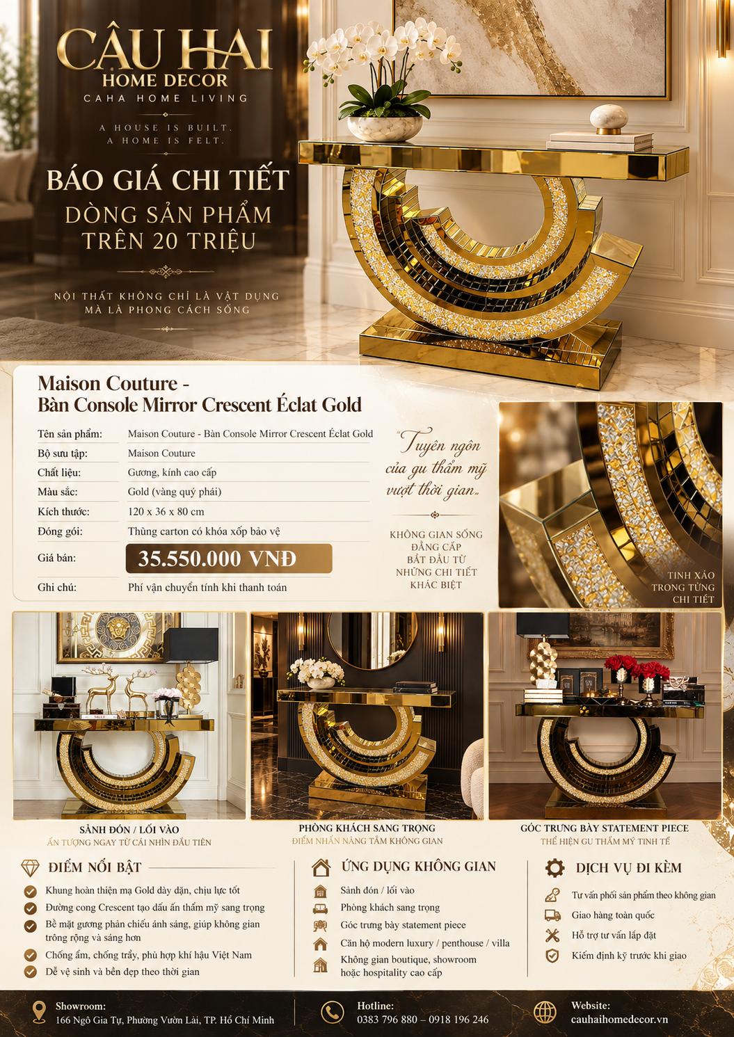 Maison Couture - Bàn Console Mirror Crescent Éclat Gold-BÀN CONSOLE - TỦ CONSOLE-CẬU HAI HOME DECOR-CẬU HAI HOME DECOR