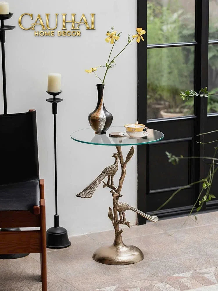 Maison Couture - Bàn Trà Góc Khổng Tước Bằng Đồng - Royale Aureate Paon Brasson Jardin Side Table H61-BÀN SOFA-CẬU HAI HOME DECOR