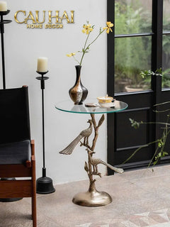 Maison Couture - Bàn Trà Góc Khổng Tước Bằng Đồng - Royale Aureate Paon Brasson Jardin Side Table H61-BÀN SOFA-CẬU HAI HOME DECOR