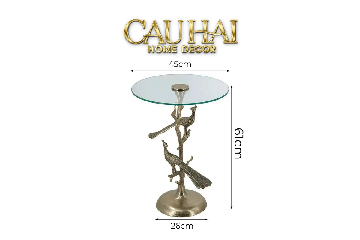 Maison Couture - Bàn Trà Góc Khổng Tước Bằng Đồng - Royale Aureate Paon Brasson Jardin Side Table H61-BÀN SOFA-CẬU HAI HOME DECOR