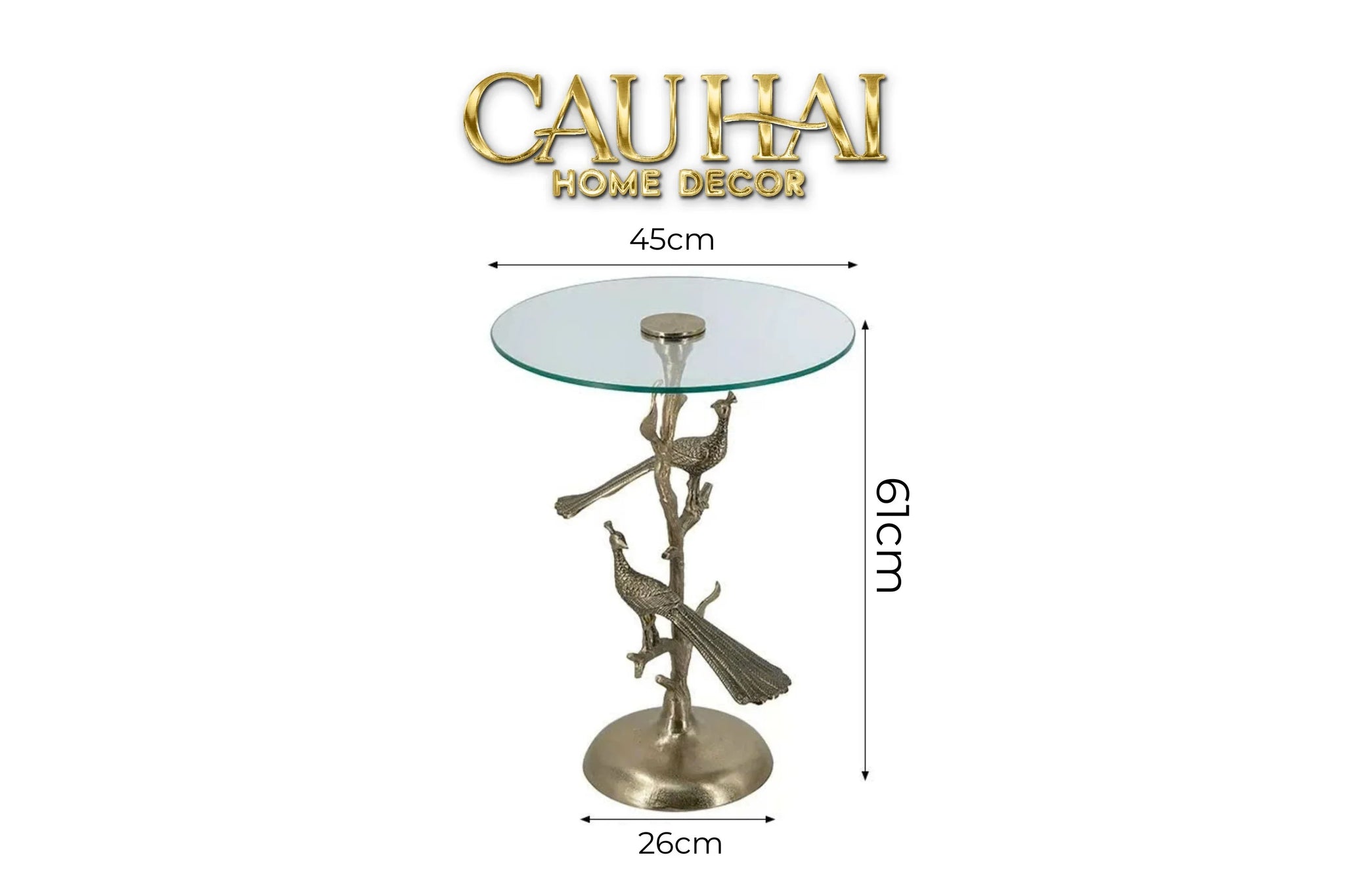 Maison Couture - Bàn Trà Góc Khổng Tước Bằng Đồng - Royale Aureate Paon Brasson Jardin Side Table H61-CẬU HAI HOME DECOR