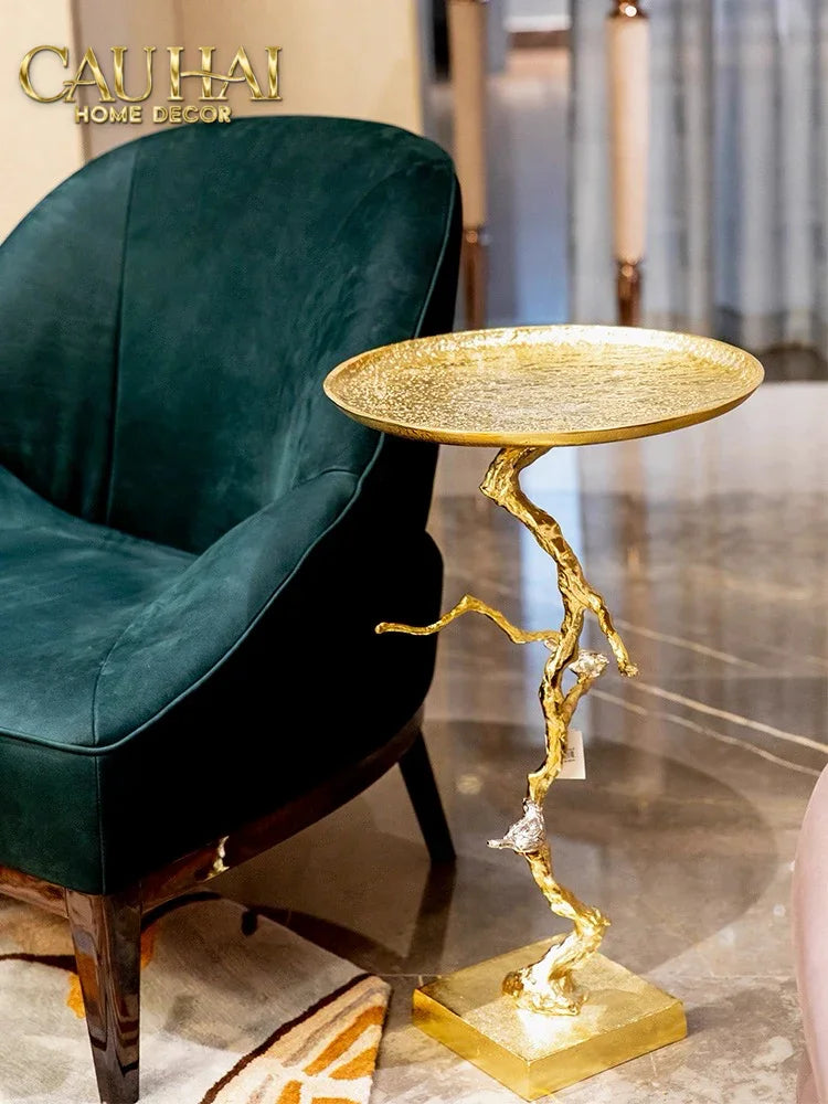 Maison Couture - Bàn Trà Góc Thân Cây Mạ Vàng L’Atelier Golden Branch – Brass Sculptural Side Accent Table H71-Hoa Lụa-Đối tác tại Trung Quốc theo từng đơn đặt hàng-CẬU HAI HOME DECOR