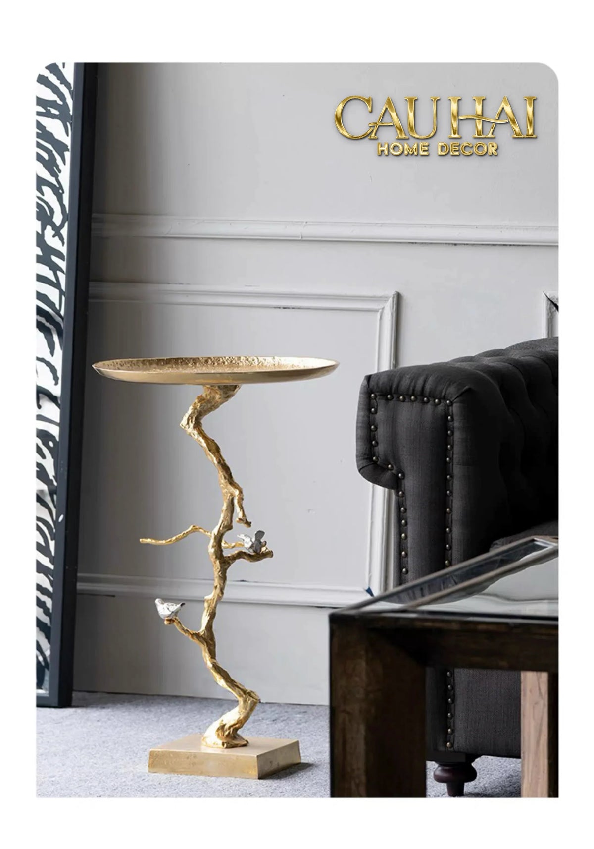 Maison Couture - Bàn Trà Góc Thân Cây Mạ Vàng L’Atelier Golden Branch – Brass Sculptural Side Accent Table H71-Hoa Lụa-Đối tác tại Trung Quốc theo từng đơn đặt hàng-CẬU HAI HOME DECOR