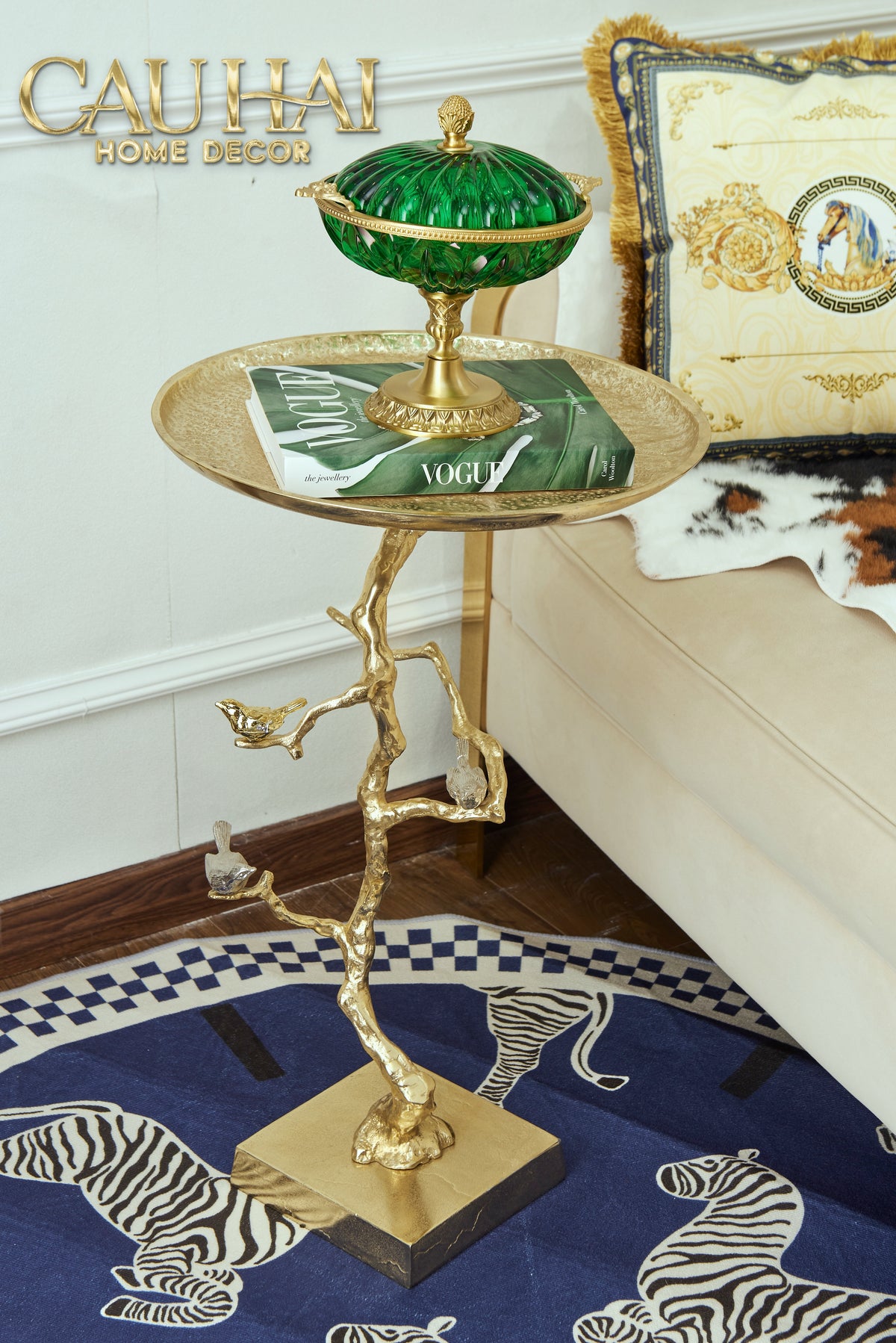 Maison Couture - Bàn Trà Góc Thân Cây Mạ Vàng L’Atelier Golden Branch – Brass Sculptural Side Accent Table H71-Hoa Lụa-Đối tác tại Trung Quốc theo từng đơn đặt hàng-CẬU HAI HOME DECOR