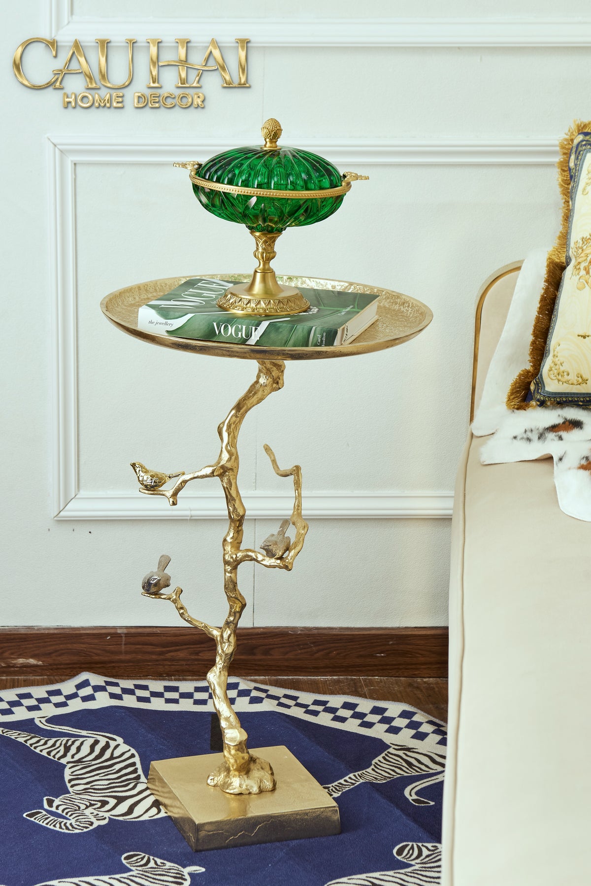 Maison Couture - Bàn Trà Góc Thân Cây Mạ Vàng L’Atelier Golden Branch – Brass Sculptural Side Accent Table H71-Hoa Lụa-Đối tác tại Trung Quốc theo từng đơn đặt hàng-CẬU HAI HOME DECOR