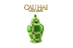 Maison Couture - Bình Gốm Sứ Tráng Men Vẻ Tay Palm Court Ceramic Indigo H43-BÌNH HOA-CẬU HAI HOME DECOR