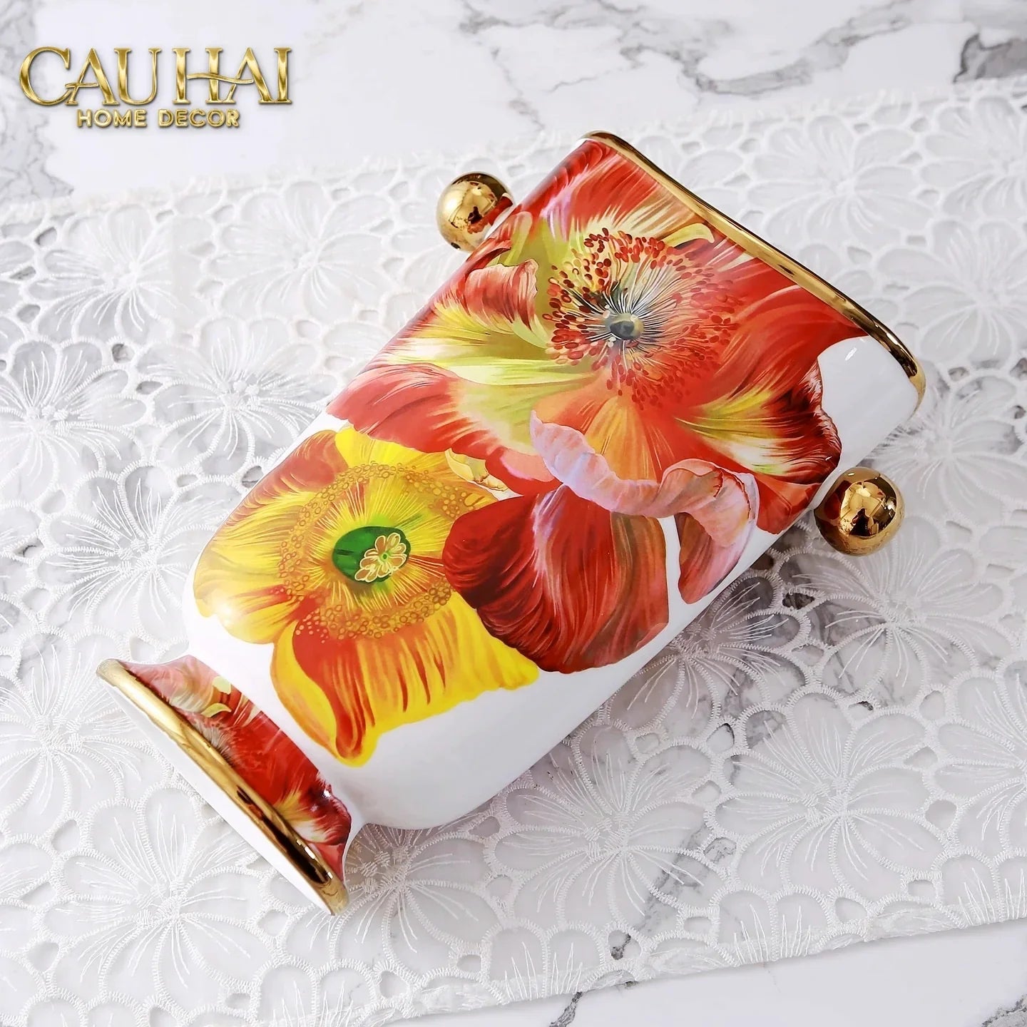 Maison Couture - Bình Hoa Bình Hoa Dáng Đàn Lyre - Prospérité Florissante - Lyre Silhouette Amphora Vase H28-BÌNH HOA-CẬU HAI HOME DECOR