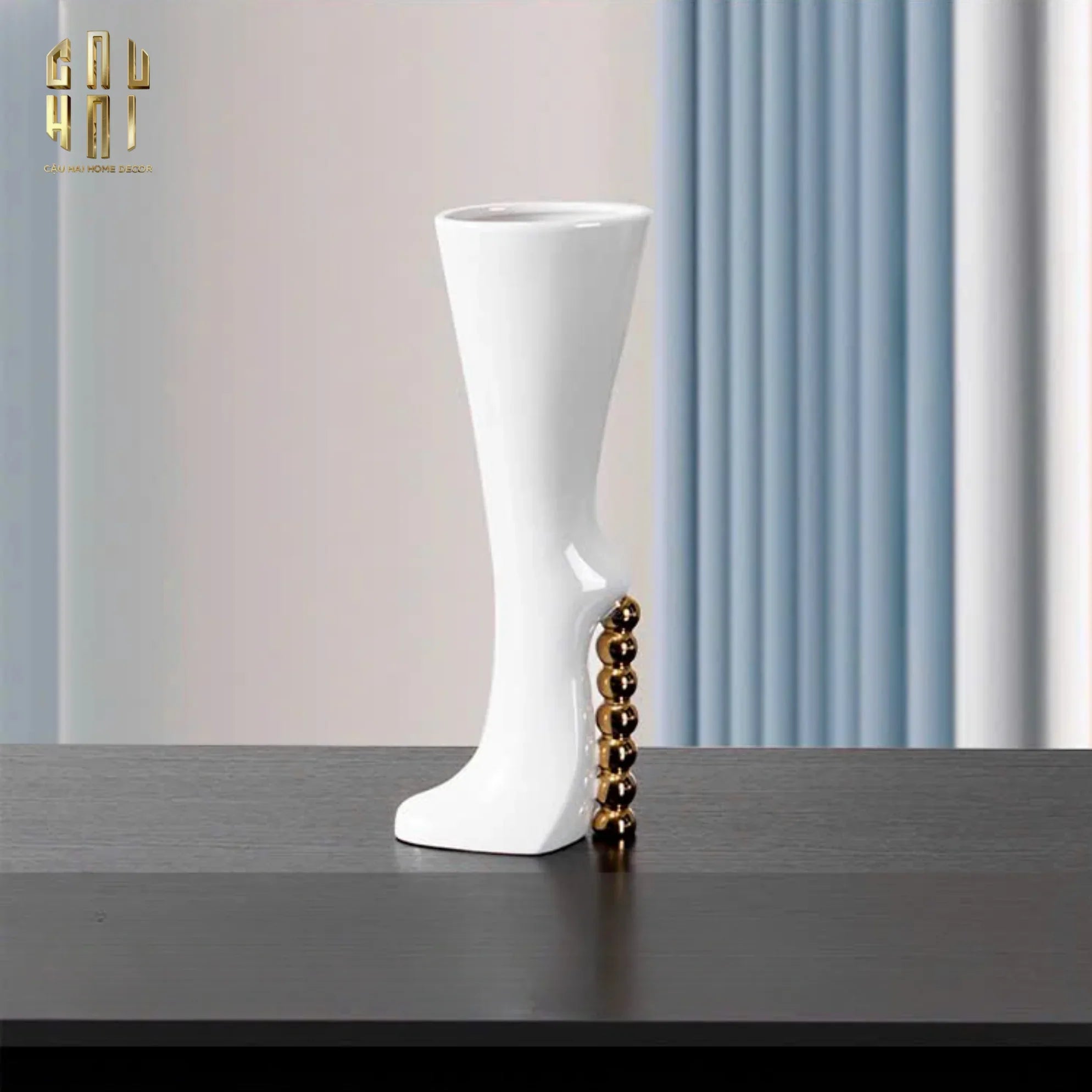 Maison Couture - Bình Hoa Catwalk High Heel Pearl White Vase H38-BÌNH HOA-CẬU HAI HOME DECOR