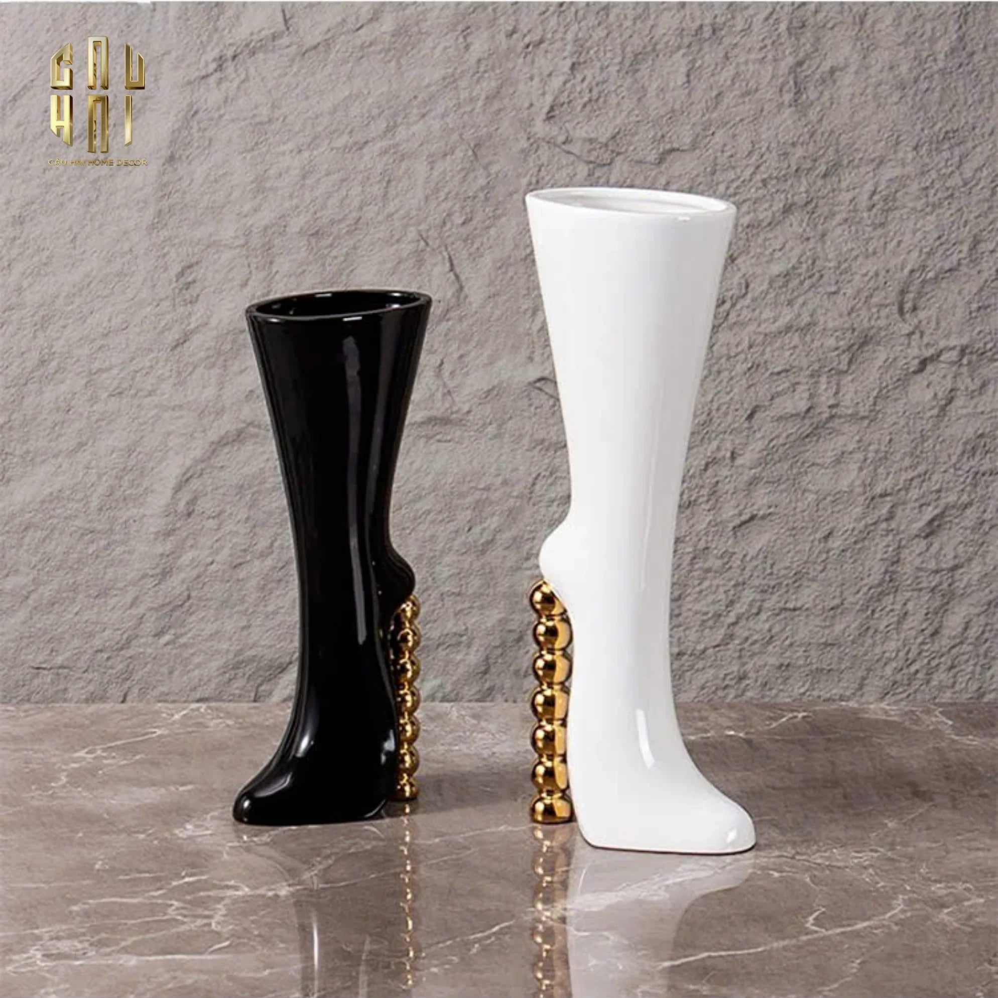 Maison Couture - Bình Hoa Catwalk High Heel Pearl White Vase H38-BÌNH HOA-CẬU HAI HOME DECOR
