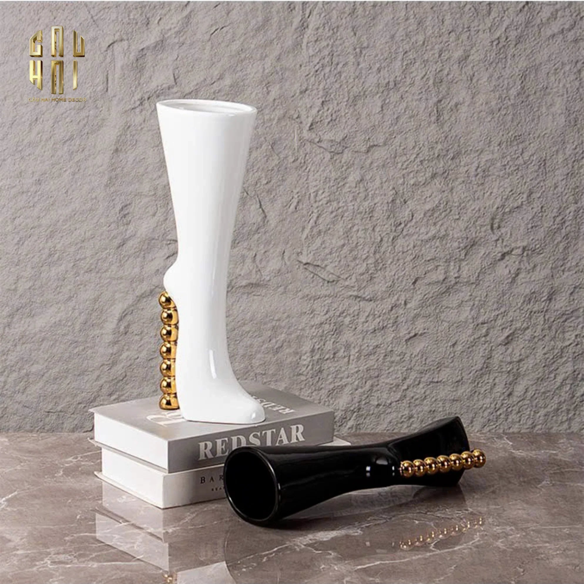 Maison Couture - Bình Hoa Catwalk High Heel Pearl White Vase H38-BÌNH HOA-CẬU HAI HOME DECOR