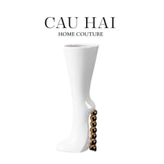 Maison Couture - Bình Hoa Catwalk High Heel Pearl White Vase H38-BÌNH HOA-CẬU HAI HOME DECOR