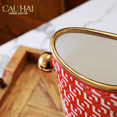 Maison Couture - Bình Hoa Dáng Đàn Lyre - Rouge Augure Amphora Vase Lyre Silhouette H28-BÌNH HOA-CẬU HAI HOME DECOR