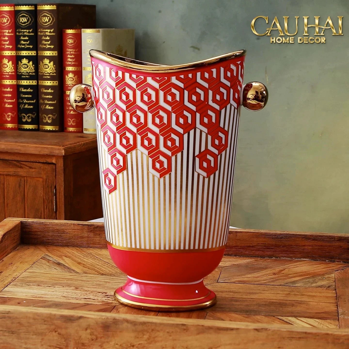 Maison Couture - Bình Hoa Dáng Đàn Lyre - Rouge Augure Amphora Vase Lyre Silhouette H28-BÌNH HOA-CẬU HAI HOME DECOR