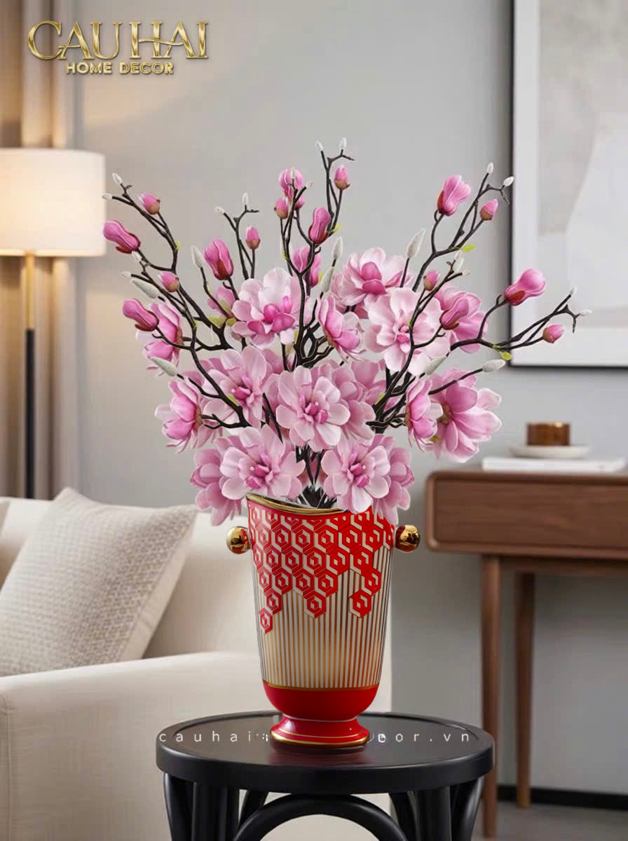 Maison Couture - Bình Hoa Dáng Đàn Lyre - Rouge Augure Amphora Vase Lyre Silhouette H28-BÌNH HOA-CẬU HAI HOME DECOR