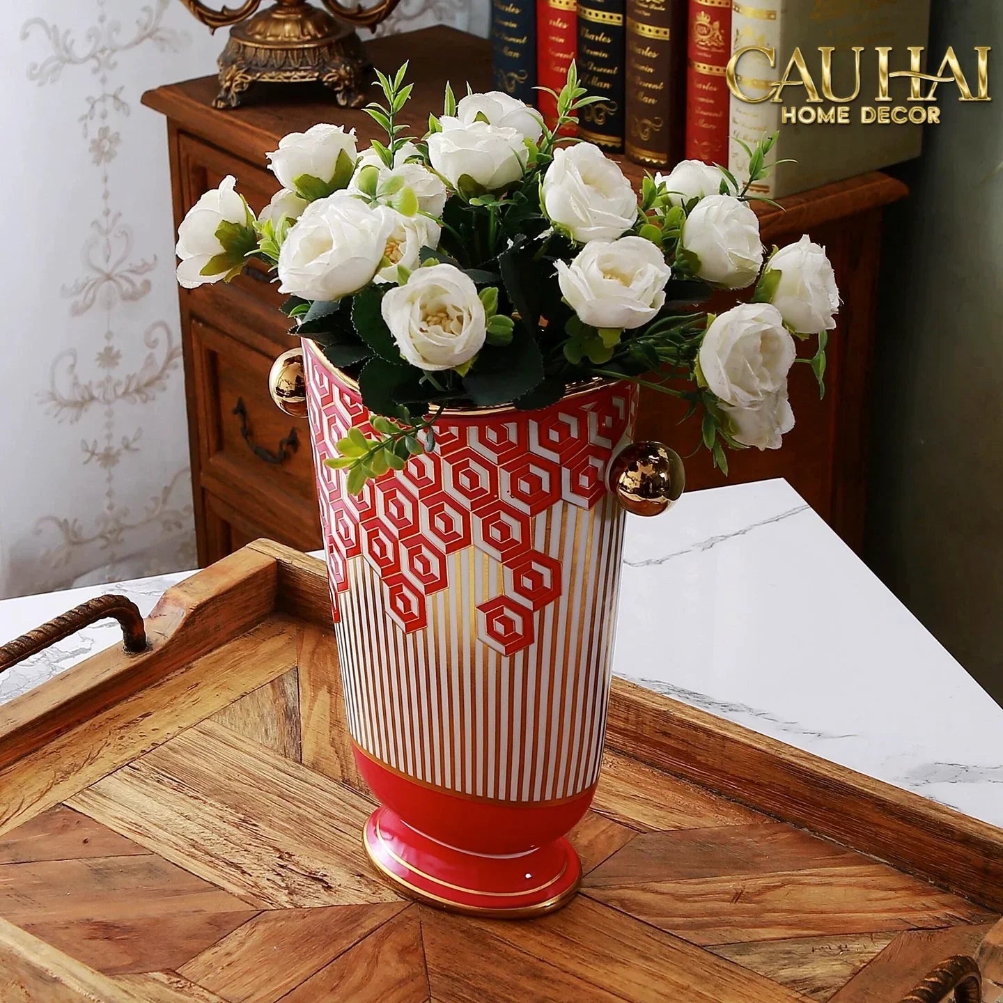 Maison Couture - Bình Hoa Dáng Đàn Lyre - Rouge Augure Amphora Vase Lyre Silhouette H28-BÌNH HOA-CẬU HAI HOME DECOR