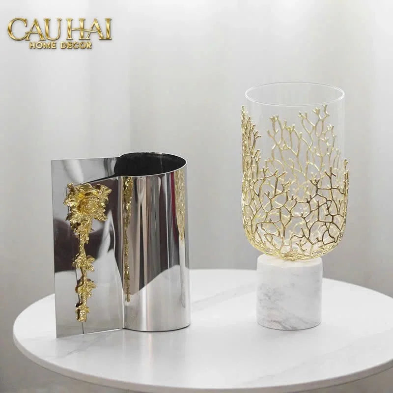 Maison Couture - Bình Hoa Goblet Marble Coral H35-CẬU HAI HOME DECOR