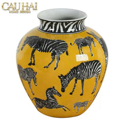 Maison Couture - Bình Hoa Gốm Sứ Hand-Painted Zebra Saffron Gold Artisan Vases-BÌNH HOA-CẬU HAI HOME DECOR