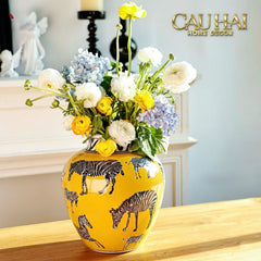 Maison Couture - Bình Hoa Gốm Sứ Hand-Painted Zebra Saffron Gold Artisan Vases-BÌNH HOA-CẬU HAI HOME DECOR