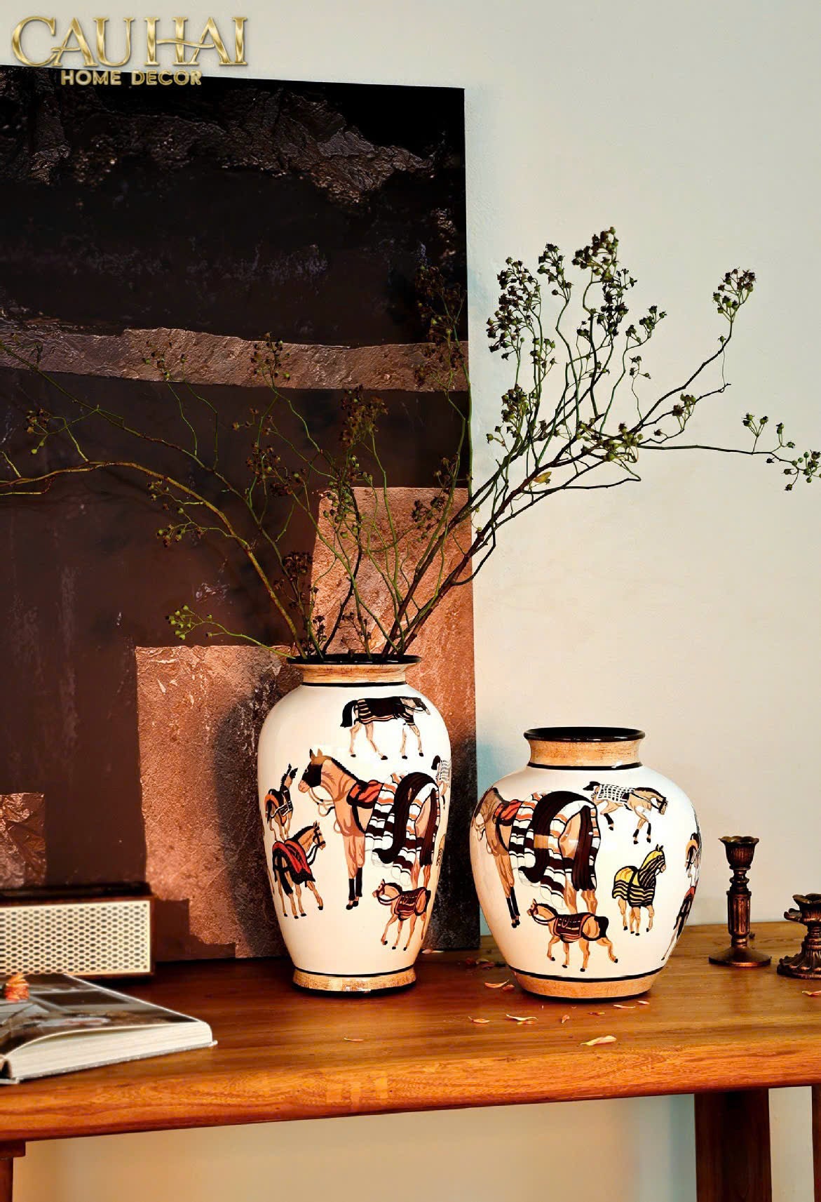 Maison Couture - Bình Hoa Gốm Sứ Silk Scarf Carré Équestre Porcelain Vase H35 - CẬU HAI HOME DECOR