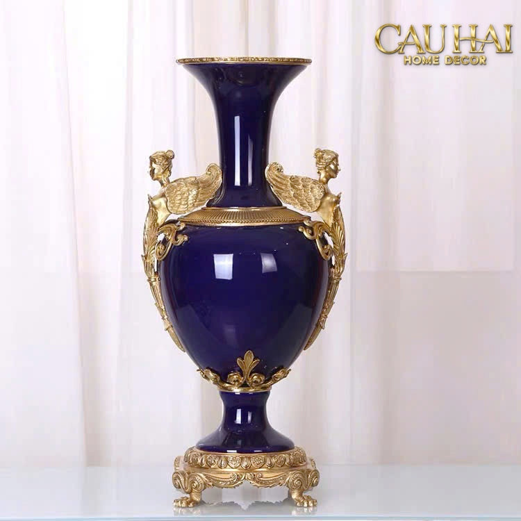 Maison Couture - Bình Hoa Imperium Empire Divin Vase - Column Urn Seraphim – Imperial Cobalt H56x22x29-CẬU HAI HOME DECOR