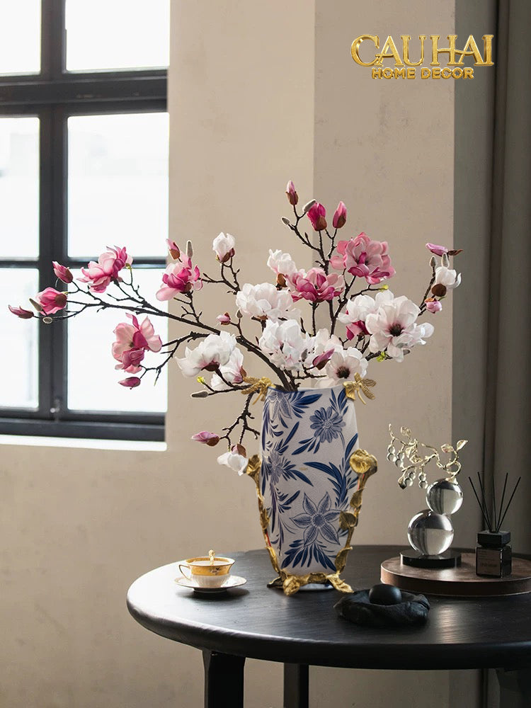 Maison Couture - Bình Hoa Imperium Empire Divine Vase - Dragonfly Horizon Urn Indochine Bleu H35x24x16-BÌNH HOA-CẬU HAI HOME DECOR
