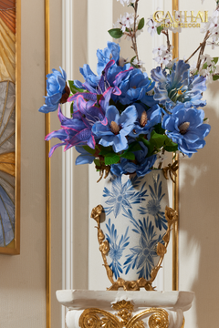 Maison Couture - Bình Hoa Imperium Empire Divine Vase - Dragonfly Horizon Urn Indochine Bleu H35x24x16-BÌNH HOA-CẬU HAI HOME DECOR