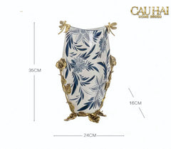 Maison Couture - Bình Hoa Imperium Empire Divine Vase - Dragonfly Horizon Urn Indochine Bleu H35x24x16-CẬU HAI HOME DECOR