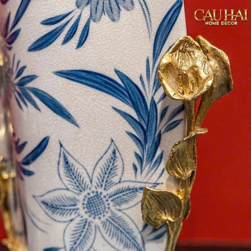 Maison Couture - Bình Hoa Imperium Empire Divine Vase - Dragonfly Horizon Urn Indochine Bleu H35x24x16-BÌNH HOA-CẬU HAI HOME DECOR
