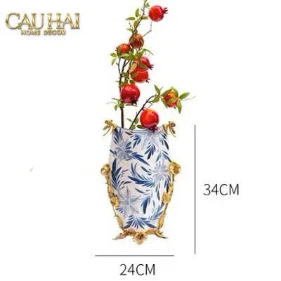 Maison Couture - Bình Hoa Imperium Empire Divine Vase - Dragonfly Horizon Urn Indochine Bleu H35x24x16-BÌNH HOA-CẬU HAI HOME DECOR