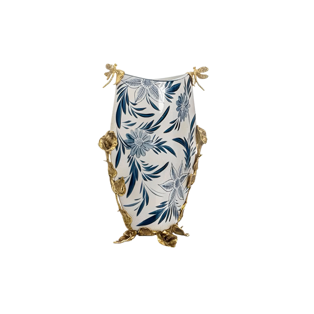 Maison Couture - Bình Hoa Imperium Empire Divine Vase - Dragonfly Horizon Urn Indochine Bleu H35x24x16-BÌNH HOA-CẬU HAI HOME DECOR