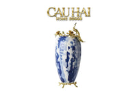 Maison Couture - Bình Hoa Khổng Tước Bằng Đồng- Dynasty Regal Paon Indigo Indochine H42-BÌNH HOA-CẬU HAI HOME DECOR