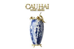 Maison Couture - Bình Hoa Khổng Tước Bằng Đồng- Dynasty Regal Paon Indigo Indochine H42-BÌNH HOA-CẬU HAI HOME DECOR