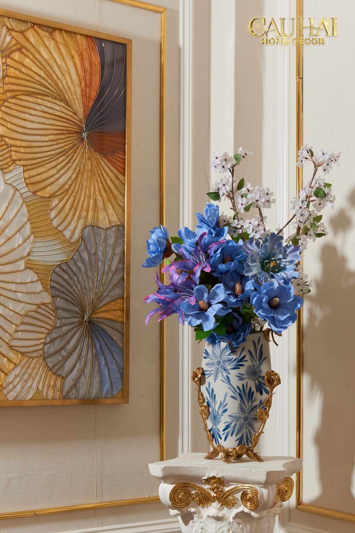 Maison Couture - Bình Hoa Imperium Empire Divine Vase - Dragonfly Horizon Urn Indochine Bleu H35x24x16-BÌNH HOA-CẬU HAI HOME DECOR