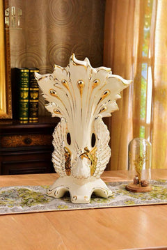 Maison Couture - Bình Hoa Khổng Tước Sứ Ngọc Cao Cấp Impérial Paon Empress Fan 33x48-BÌNH HOA-CẬU HAI HOME DECOR