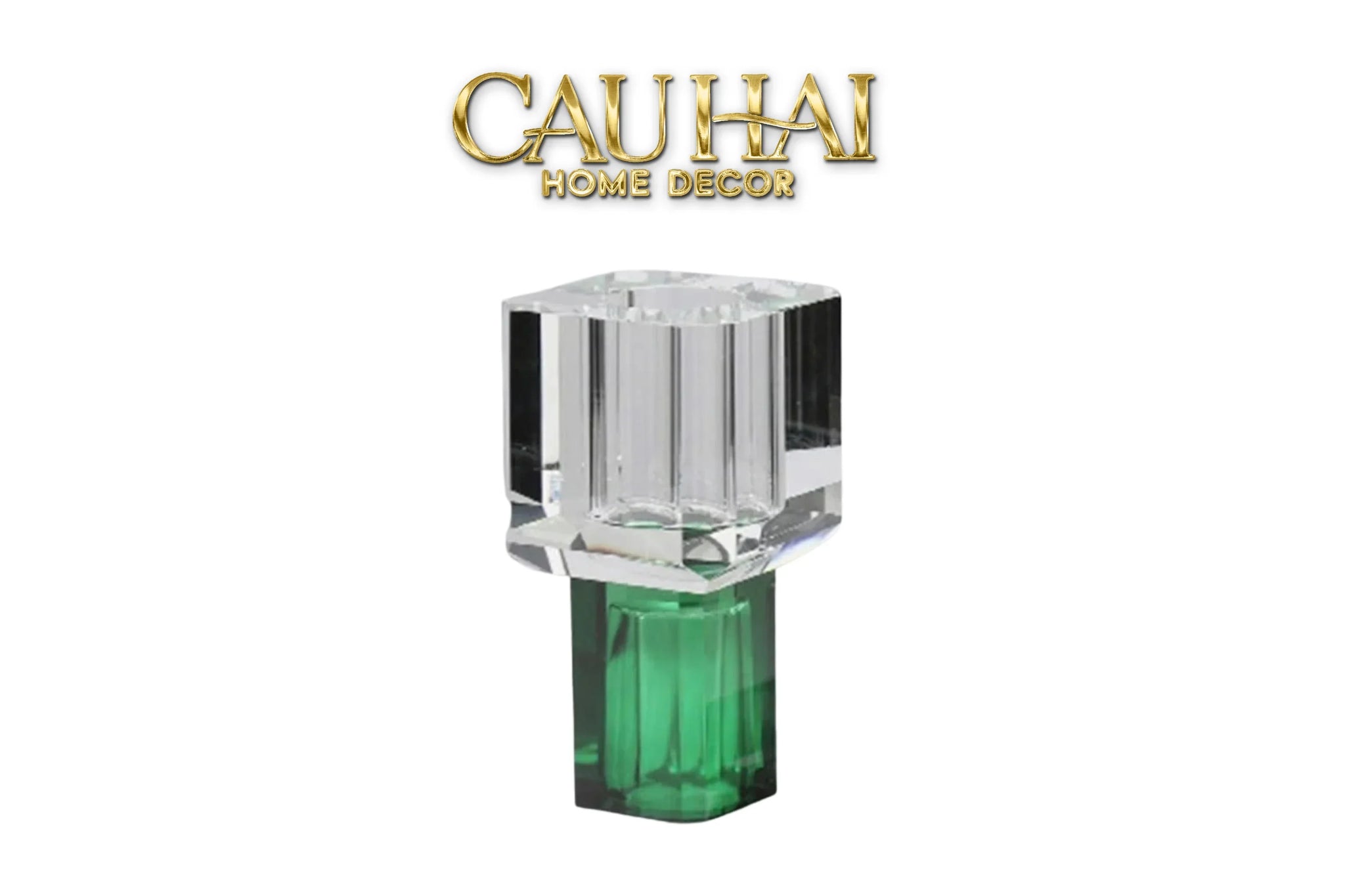 Maison Couture - Bình Hoa Pha Lê Atelier Émeraude Crystal Geometric Vessel 10x19-BÌNH HOA-CẬU HAI HOME DECOR