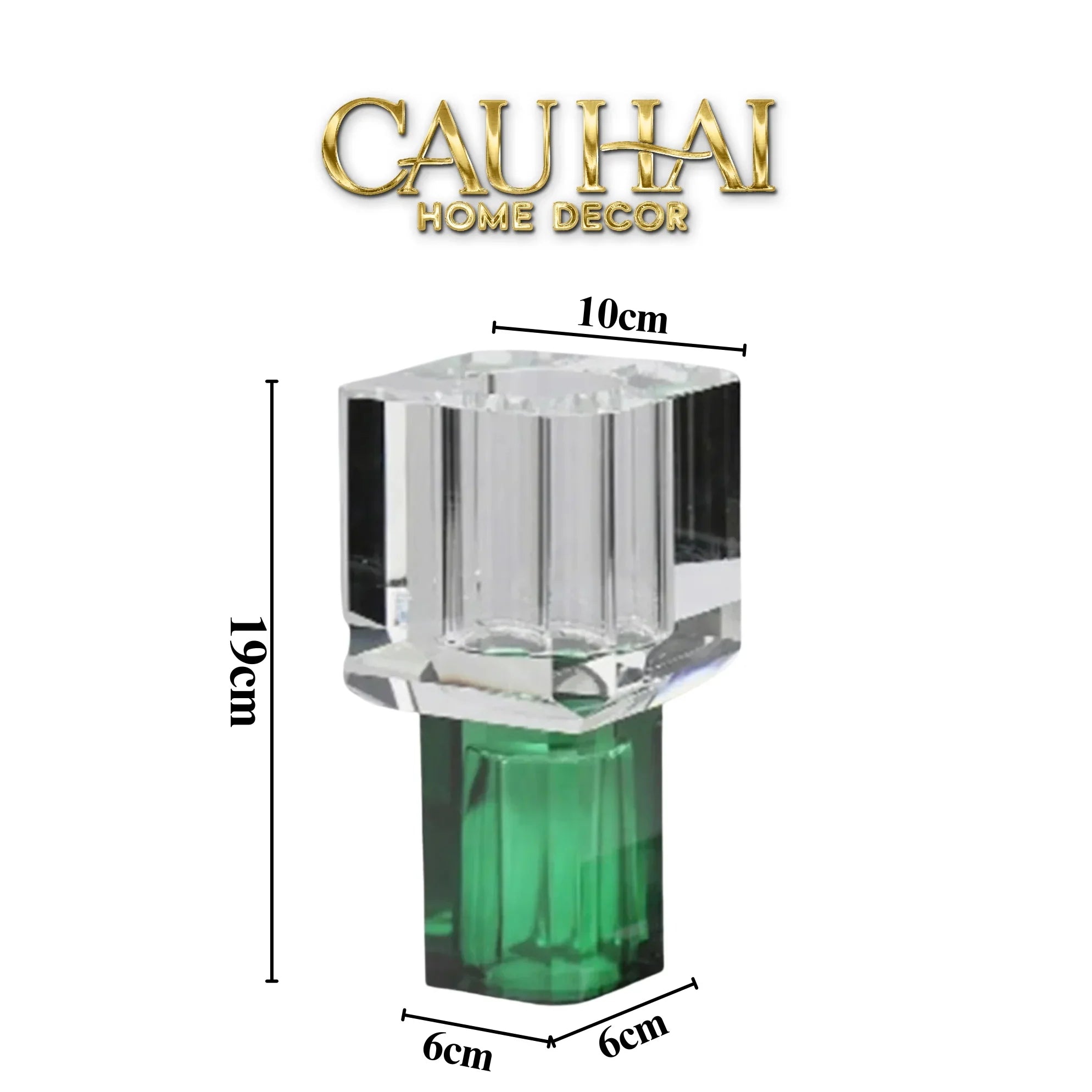 Maison Couture - Bình Hoa Pha Lê Atelier Émeraude Crystal Geometric Vessel 10x19-BÌNH HOA-CẬU HAI HOME DECOR