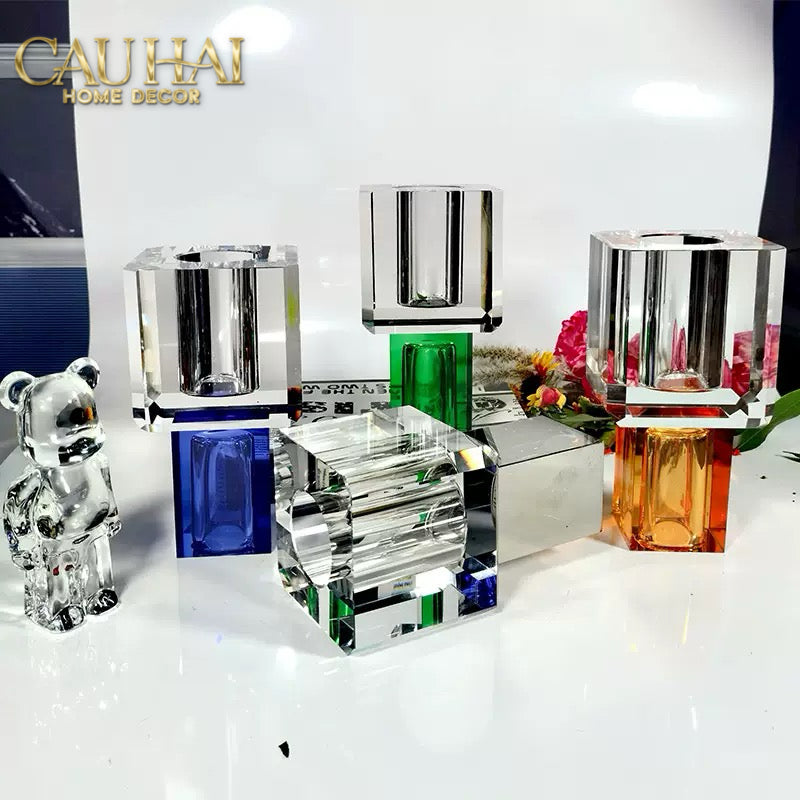 Maison Couture - Bình Hoa Pha Lê Atelier Émeraude Crystal Geometric Vessel 10x19-BÌNH HOA-CẬU HAI HOME DECOR