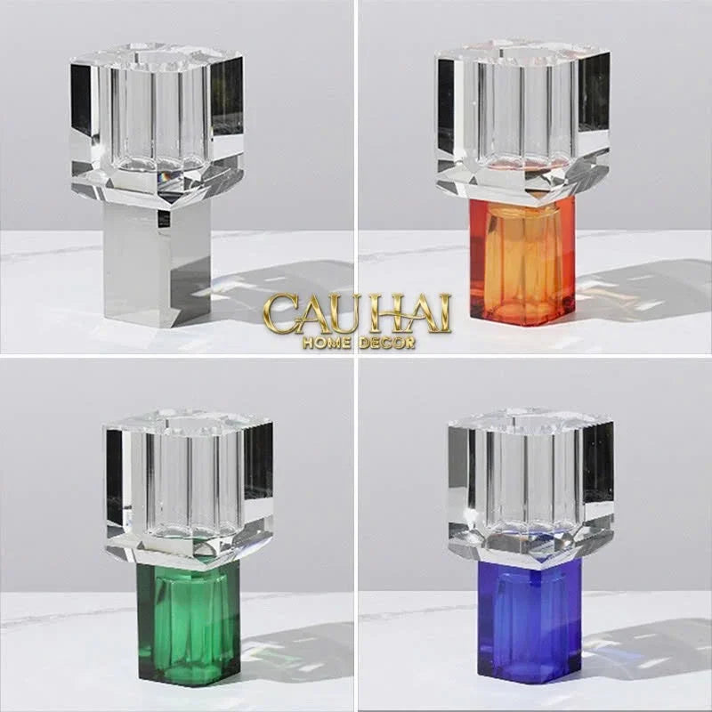 Maison Couture - Bình Hoa Pha Lê Atelier Émeraude Crystal Geometric Vessel 10x19-CẬU HAI HOME DECOR