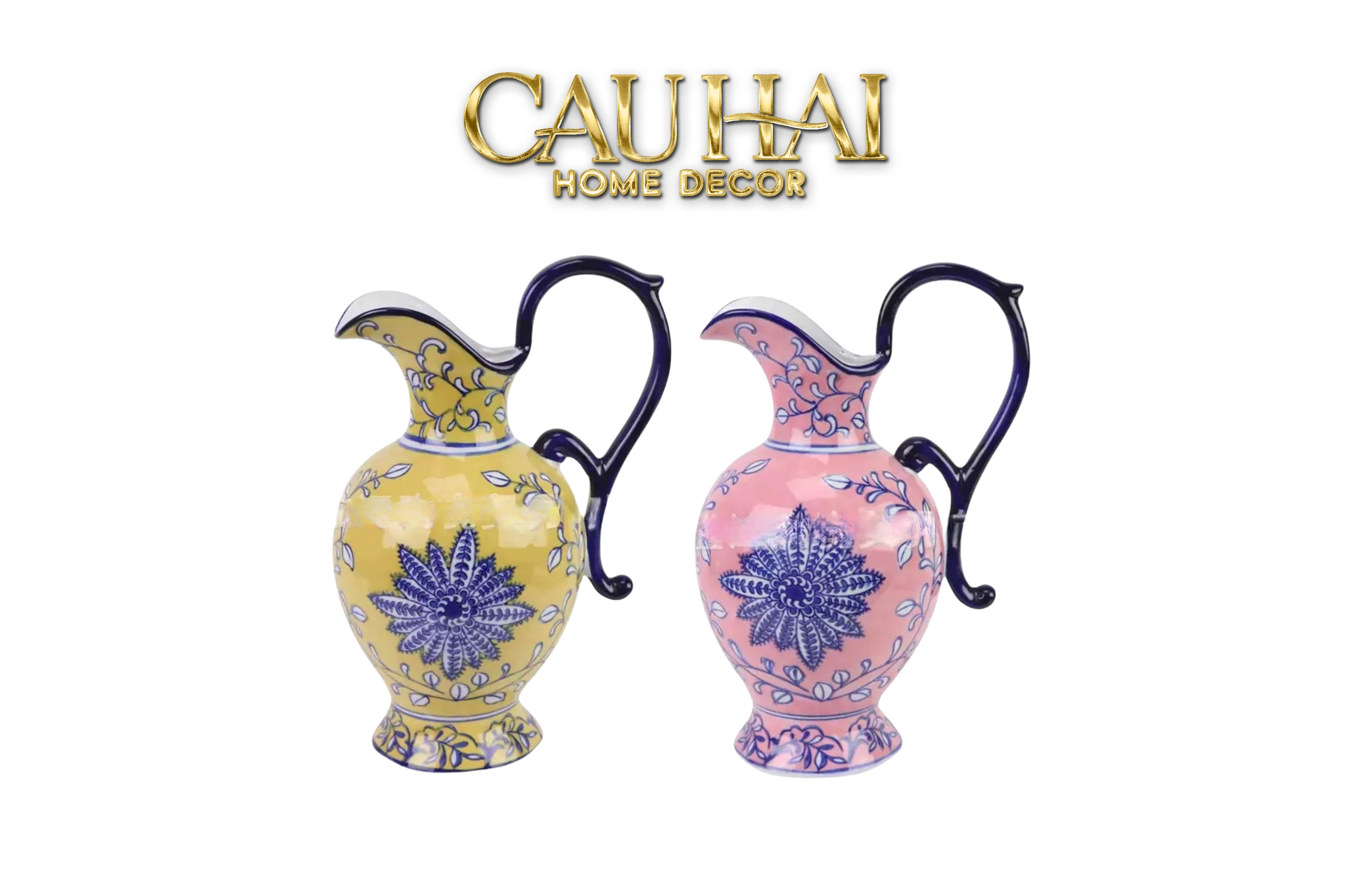 Maison Couture - Bình Hoa Pitcher Form – Fiorenza Duo Lumière Pocerlain Vases - CẬU HAI HOME DECOR