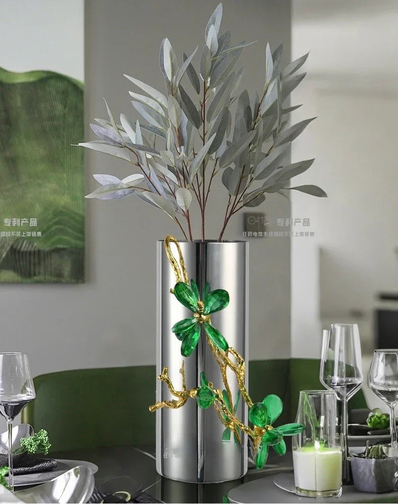 Maison Couture - Bình Hoa Platium Đá Pha Lê Emerald Métallique Aurum Branche 17x14x31-CẬU HAI HOME DECOR