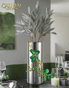 Maison Couture - Bình Hoa Platium Đá Pha Lê Emerald Métallique Aurum Branche 17x14x31-CẬU HAI HOME DECOR