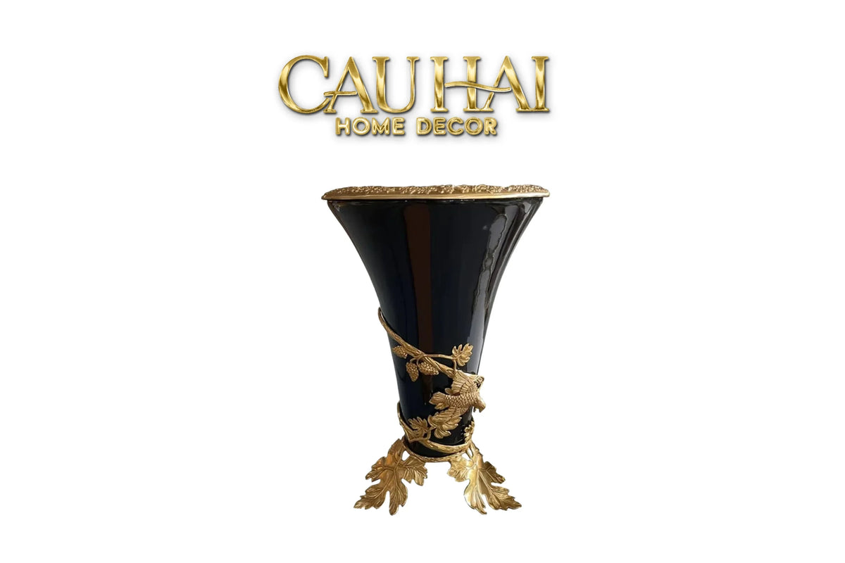 Maison Couture – Bình Hoa Sứ Đồng Imperium Empire Amphora Of Dionysus - Barocco Divine Vase H52-BÌNH HOA-CẬU HAI HOME DECOR