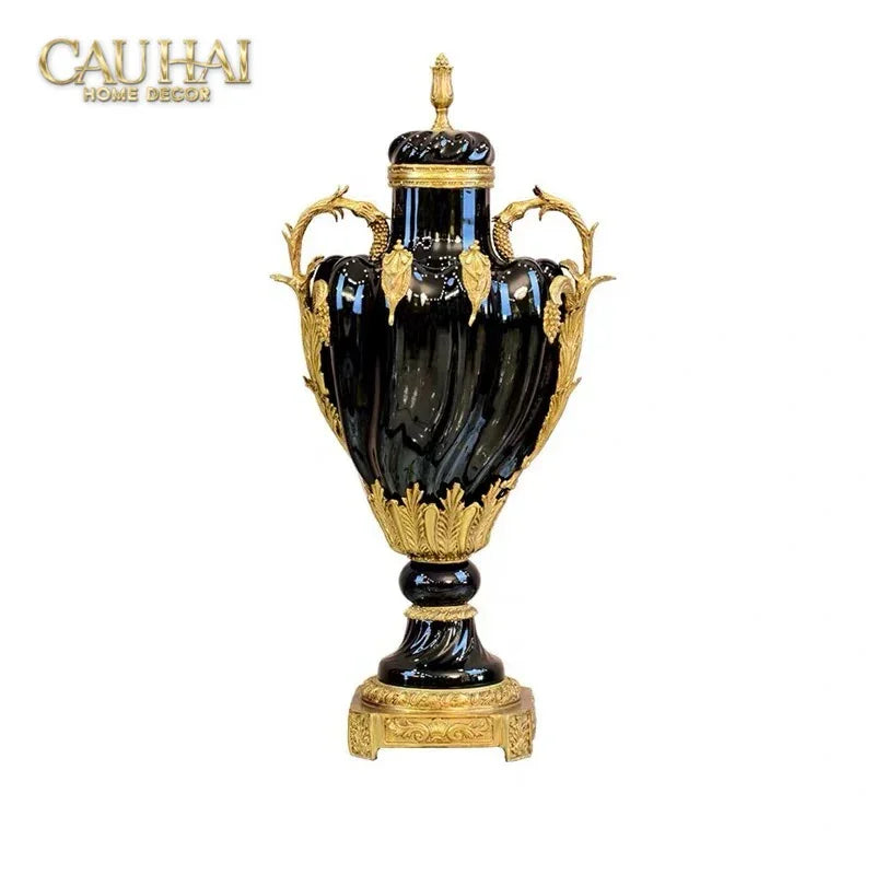 Maison Couture – Bình Hoa Sứ Đồng Imperium Empire Amphora Of Dionysus - Barocco Divine Vase H52-BÌNH HOA-CẬU HAI HOME DECOR