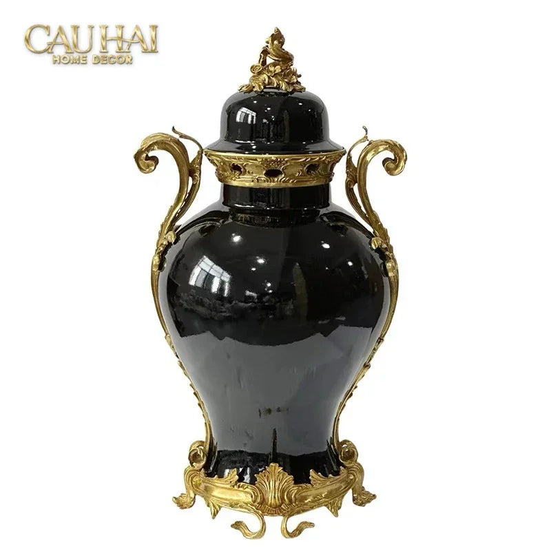 Maison Couture – Bình Hoa Sứ Đồng Imperium Empire Amphora Of Dionysus - Barocco Divine Vase H52-BÌNH HOA-CẬU HAI HOME DECOR